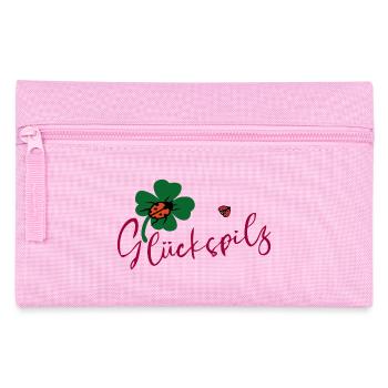 Glückspilz, Kleeblatt, Marienkäfer - Federtasche - Rosa - Vorne