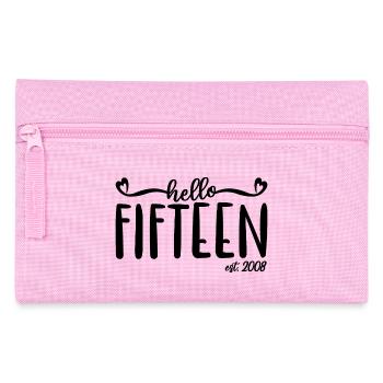 15th Birthday Women Hello Fifteen Est. 2008 - Pencil Case - pink - Front
