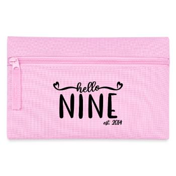 9e anniversaire enfants filles 9 Hello Nine Est. 2014 - Trousse - rose - Devant