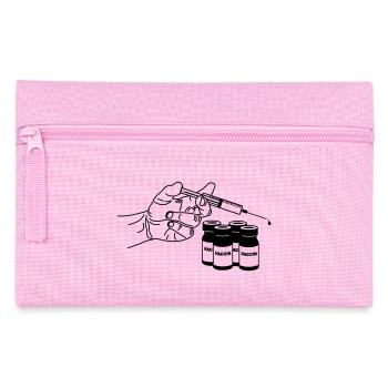 Hand with vaccination syringe and jars - Pencil Case - pink - Front