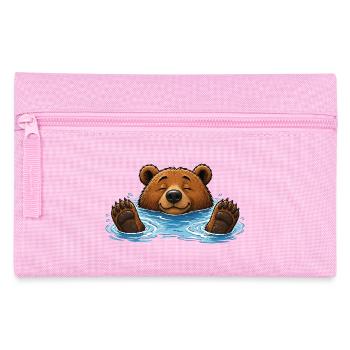 Bear Bathing in Water Funny Animal Motif - Pencil Case - pink - Front