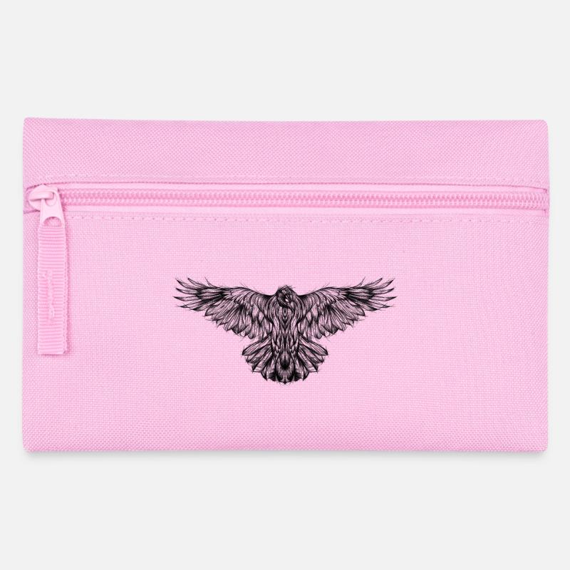 Graphic raven drawing sketch type - Pencil Case - pink