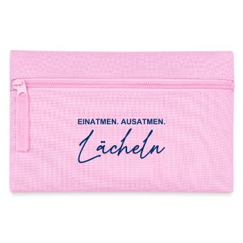 Einatmen - Ausatmen - Lächeln - Federtasche - Rosa - Vorne