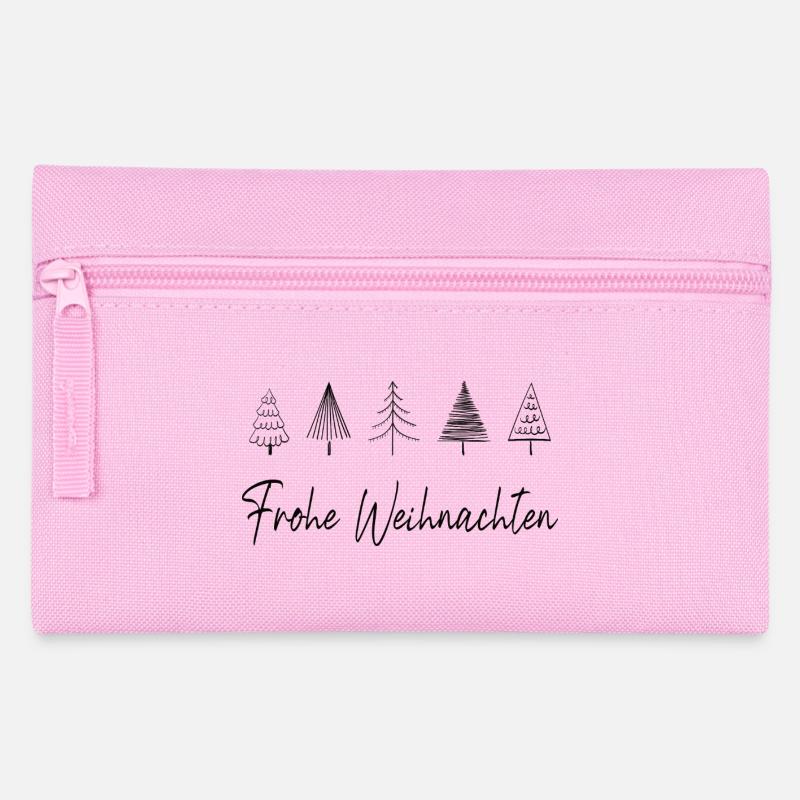 Frohe Weihnachten Linienbäume - Federtasche - Rosa