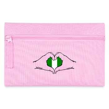 Nigeria Flag Heart Shape - Pencil Case - pink - Front