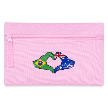 Brazil Australia Hands Heart Shape Used - Pencil Case - pink - Front