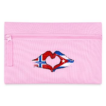Norwegen Kuba Flagge Hände Herz - Federtasche - Rosa - Vorne