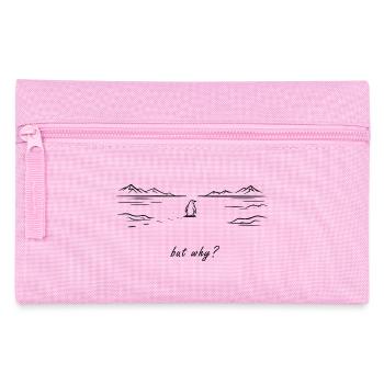 Penguin Heading to Mountain - Nihilist Penguin Tee - Pencil Case - pink - Front