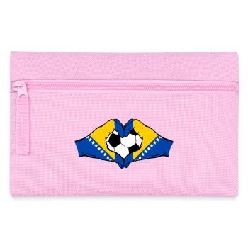 Bosnische Flagge Fußballherz - Federtasche - Rosa - Vorne
