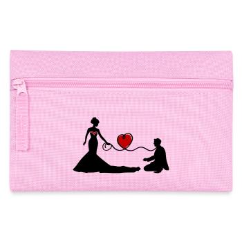 Hochzeit Brautpaar Leine Herz - Federtasche - Rosa - Vorne