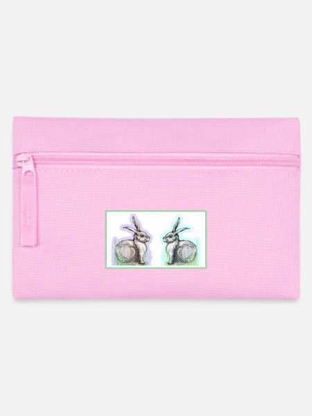 Hasenmotiv - Federtasche - Rosa