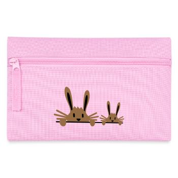 2 lapins famille enfant père deux bambin mère - Trousse - rose - Devant