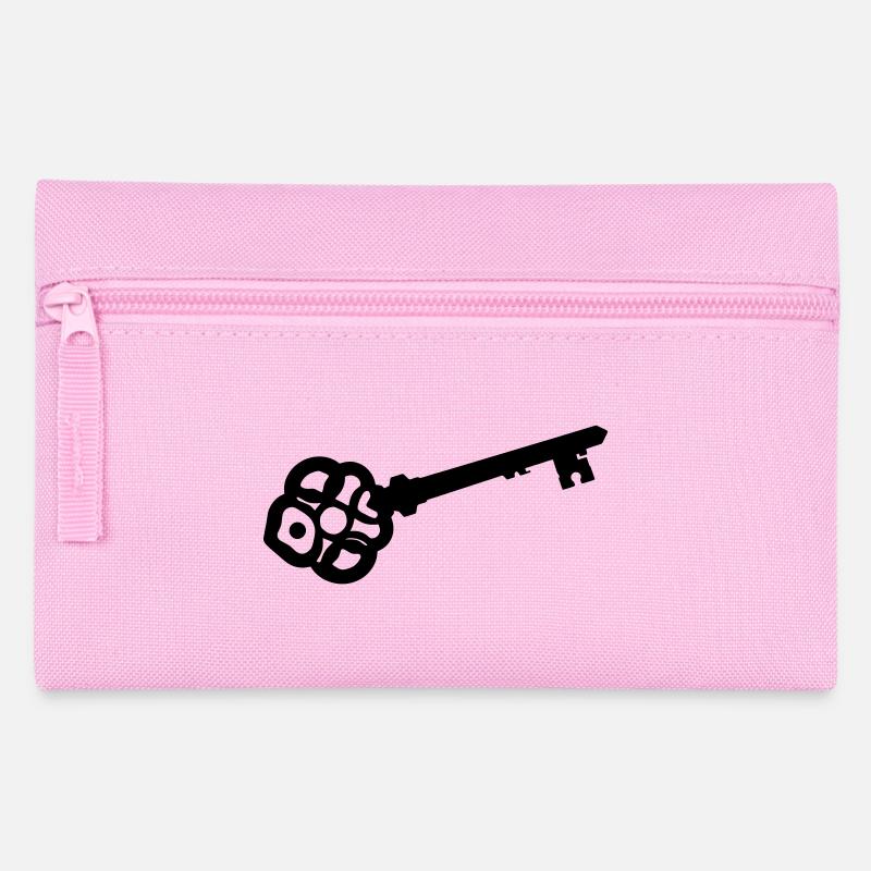 Ornate Skeleton Key Silhouette - Pencil Case - pink