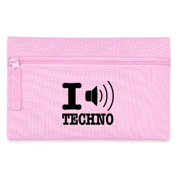 I love techno / I speaker techno - Federtasche - Rosa - Vorne