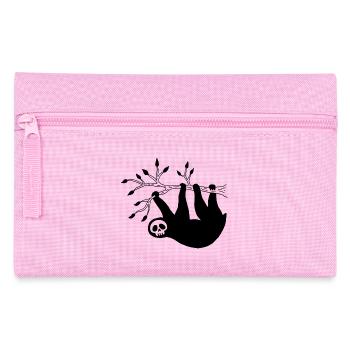 Tête de mort paresseux noir - Trousse - rose - Devant