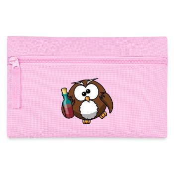 betrunkene Eule mit Wein - Federtasche - Rosa - Vorne
