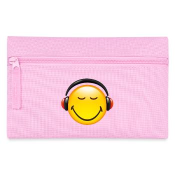 Smiley Glossy Headphones on - Pencil Case - pink - Front