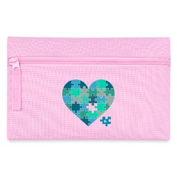 Jigsaw Puzzle Heart Teal - Pencil Case - pink - Front