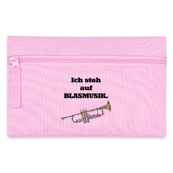 Ich stehe aufs blasen! Auf Blasmusik - Federtasche - Rosa - Vorne