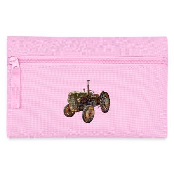 grüner Traktor Oldtimer - Federtasche - Rosa - Vorne
