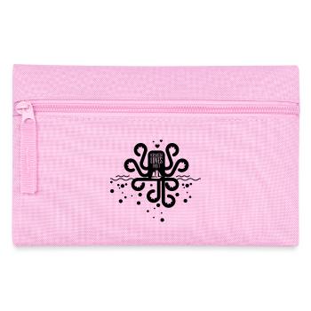Cartoon-Oktopus mit Herzen, die ein Boot umarmen, Illus - Federtasche - Rosa - Vorne