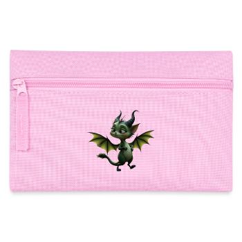 Geflügelter Grüner Drache - Federtasche - Rosa - Vorne
