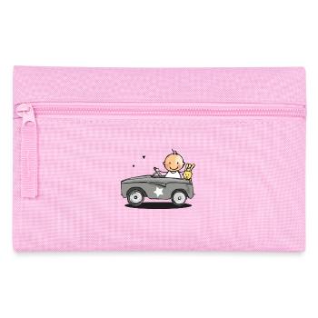 Baby in retro car - Pencil Case - pink - Front