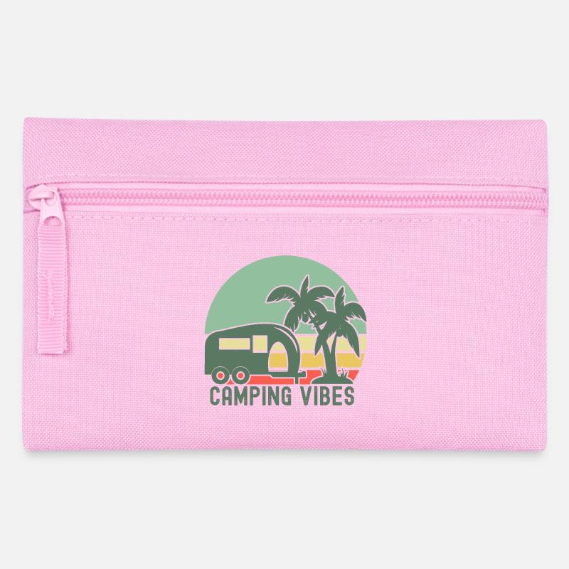 Retro Camping Vibes Illustration - Federtasche - Rosa