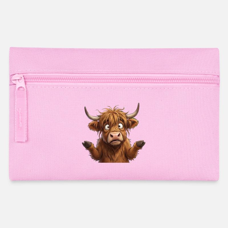 Vache Highland Amicale Cartoon - Trousse - rose