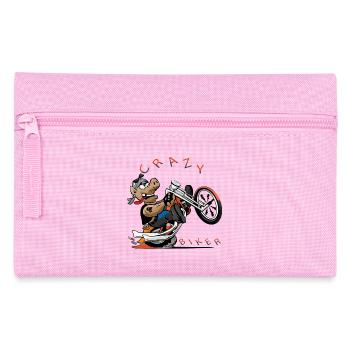 Wild Dog Biker Cartoon - Pencil Case - pink - Front