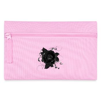 schwarze Gothic Rose mit dunklen Bändern - Federtasche - Rosa - Vorne