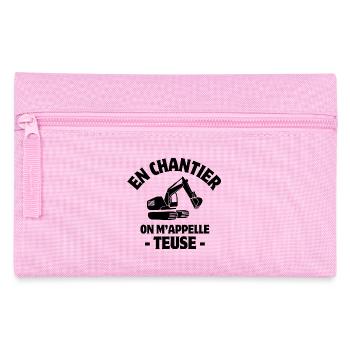 site manager, excavator, construction machine - Pencil Case - pink - Front