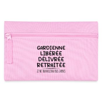 Gardienne célèbre sa retraite avec humour cadeau - Trousse - rose - Devant