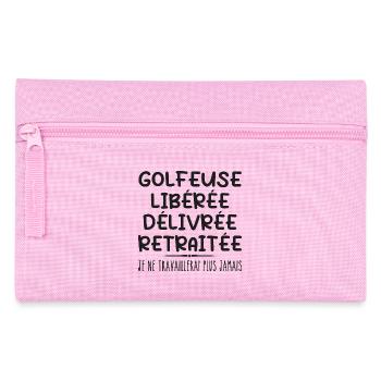 Golfer feiert Ruhestand mit Humor Geschenk - Federtasche - Rosa - Vorne