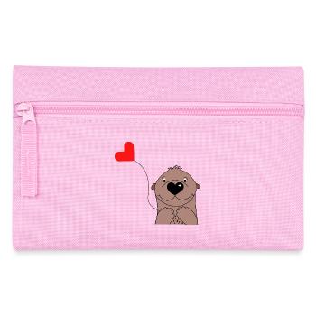 Cute Otter with Heart Balloon - Baby Clothes - Pencil Case - pink - Front