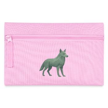 Geometrischer Wolf - Federtasche - Rosa - Vorne