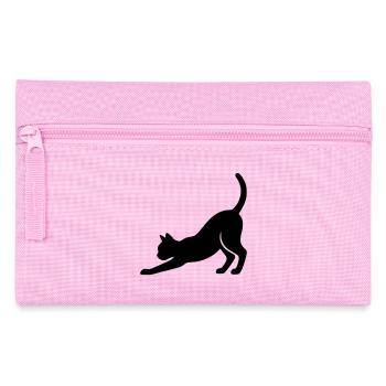 Cat Silhouette Stretch Playful Vector - Pencil Case - pink - Front