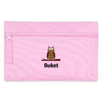 Children School Born Owl Motif Buket - Pencil Case - pink - Front