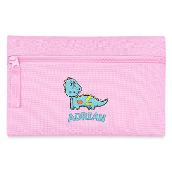 Dinosaur funny child Adrian gift birthday - Pencil Case - pink - Front