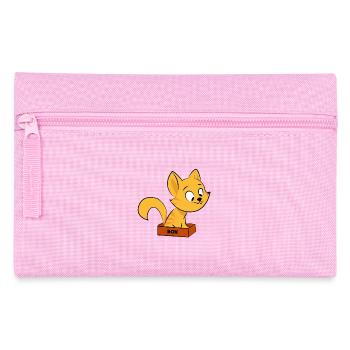 Chat assis dans une boîte de chatons cadeau - Trousse - rose - Devant