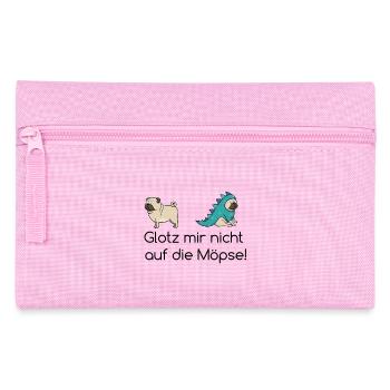 Glotz mir nicht auf die Möpse lustige Geschenkidee - Federtasche - Rosa - Vorne