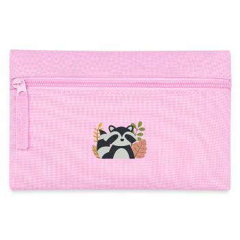 Raton laveur de Kawaii avec feuilles d’automne – Forêt mignonne - Trousse - rose - Devant