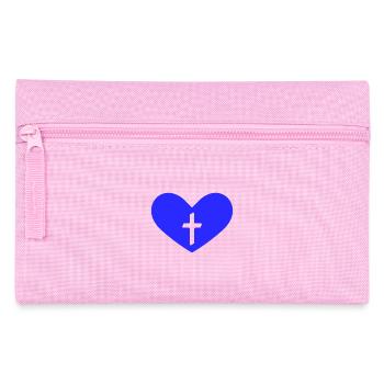 Cross heart symbol sign religion blue - Pencil Case - pink - Front