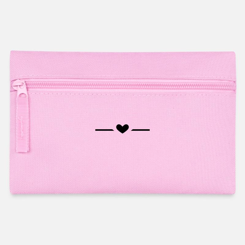 Linie Herz Schwarz - Federtasche - Rosa