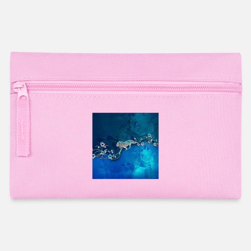 Elegantes Blumendesign - Federtasche - Rosa