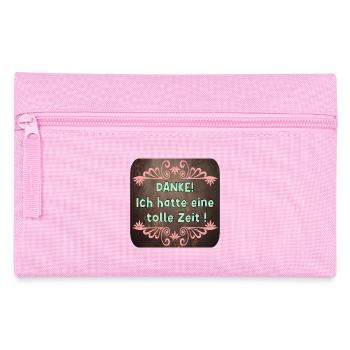 DANKESCHÖN GESCHENKE ZUM ABSCHIED - SPRUCH - Federtasche - Rosa - Vorne