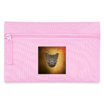 dekorativer Katzenkopf - Federtasche - Rosa - Vorne