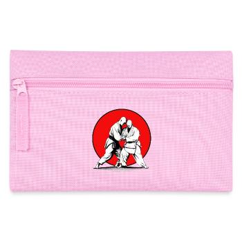 Aikido Kampfkunst Sport Kämpfer im Sonnenuntergang - Federtasche - Rosa - Vorne