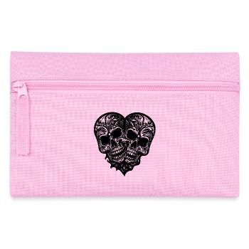 Two Skulls Heart Tattoo Tribal Style - Pencil Case - pink - Front