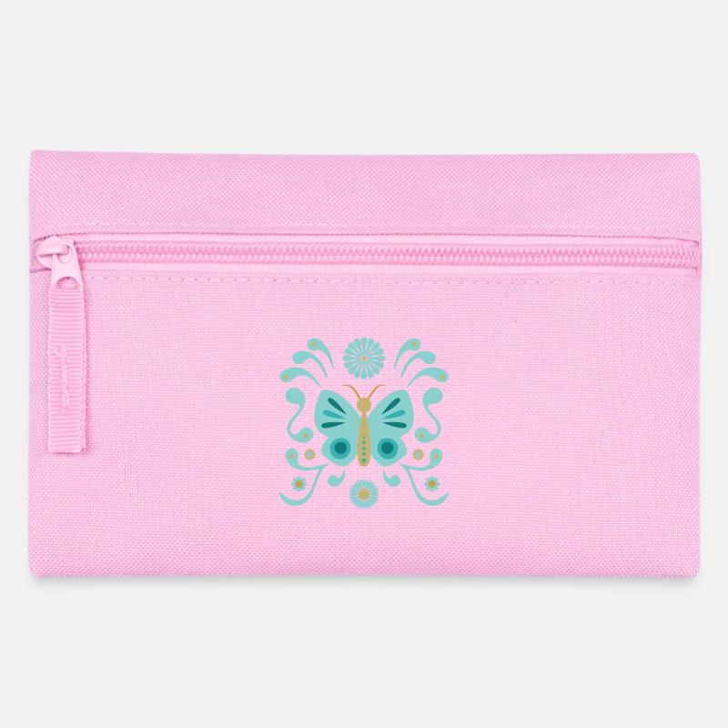 boho butterfly l blue and gold - Pencil Case - pink